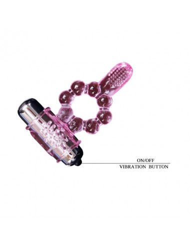 ANILLO SILICONA 10 RITMOS  LENGUA CON VIBRACION ROSA
