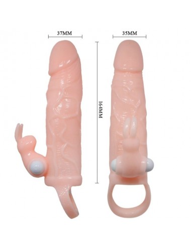 BRAVE MAN FUNDA PENE CON RABBIT VIBRADOR 16.5 CM NATURAL