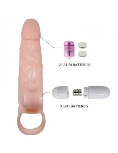 BRAVE MAN FUNDA PENE CON RABBIT VIBRADOR 16.5 CM NATURAL