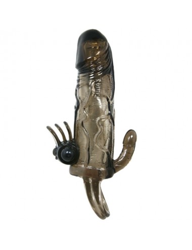 BRAVE MAN FUNDA PENE ANAL Y CLITORIS VIBRADOR 16.5 CM NEGRO