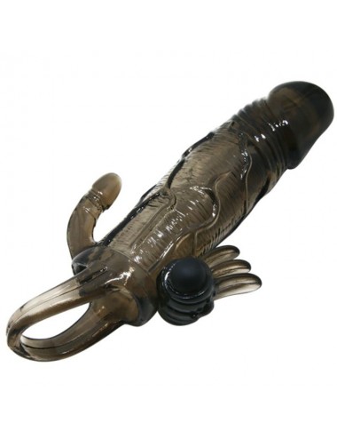 BRAVE MAN FUNDA PENE ANAL Y CLITORIS VIBRADOR 16.5 CM NEGRO