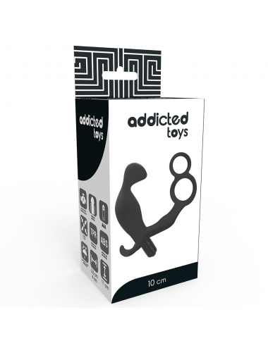 addicted toys plug anale con doppio anello del pene e testicoli neri