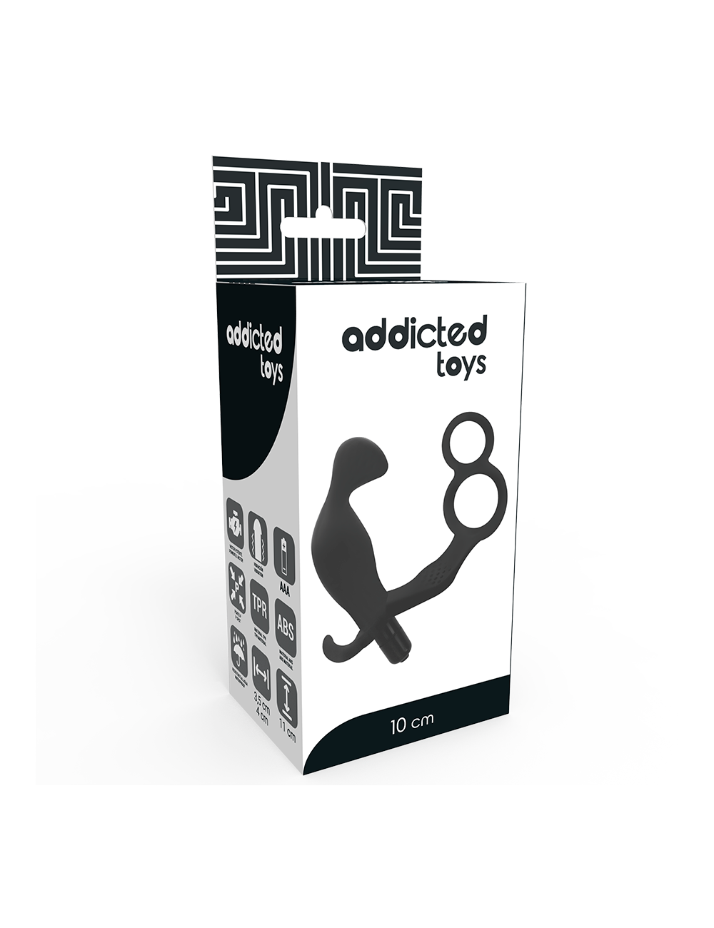 addicted toys plug anale con doppio anello del pene e testicoli neri