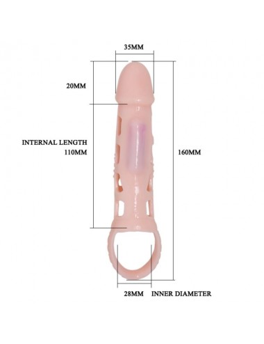 BAILE FUNDA EXTENSORA PENE CON VIBRACION Y STRAP 13.5 CM