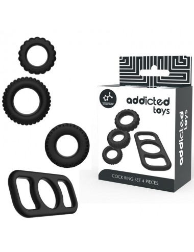 ADDICTED TOYS SET 4 ANILLOS SILICONA PARA EL PENE