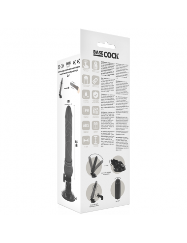 BASE TELECOMANDO VIBRATORE REALISTICO NERO 19,5 CM