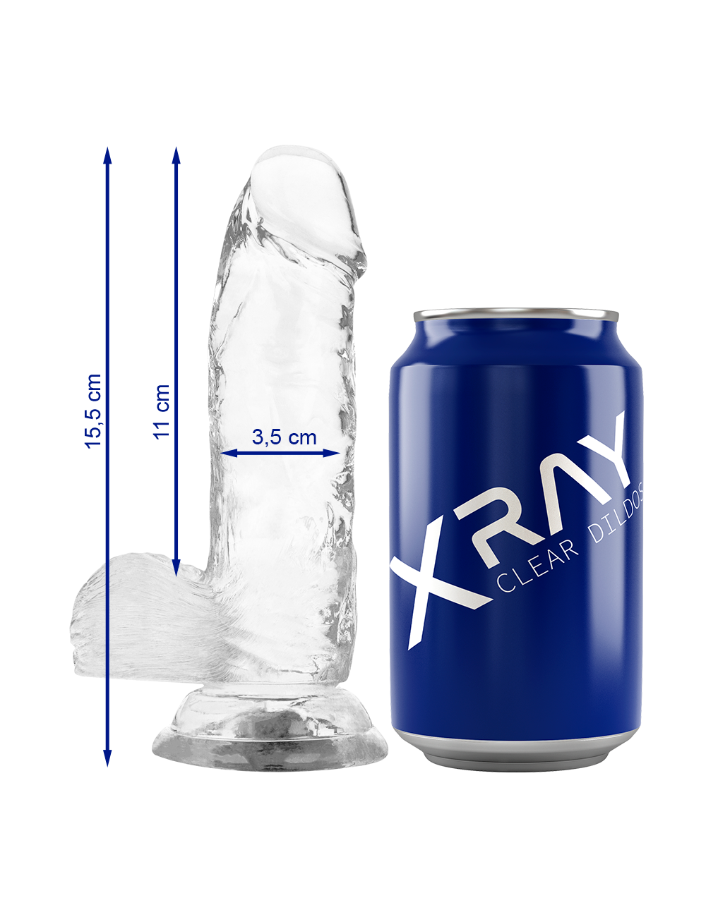 XRAY CLEAR DILDO REALISTA TRANSPARENTE 15.5CM X 3.5CM
