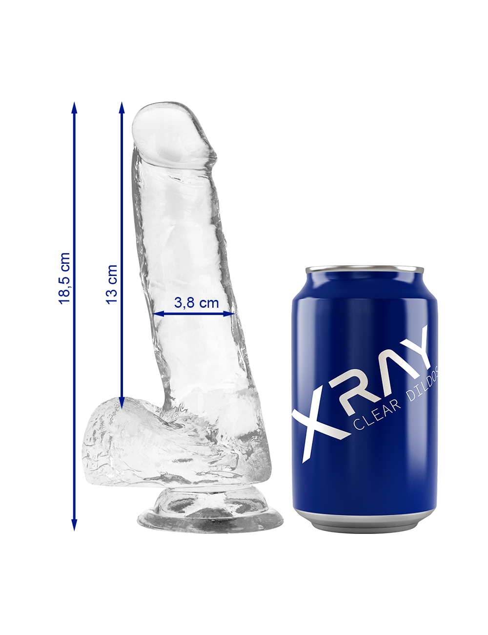 XRAY CLEAR DILDO REALISTA TRANSPARENTE 18.5CM X 3.8CM
