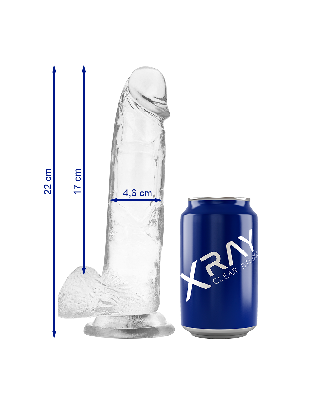 XRAY CLEAR DILDO REALISTA TRANSPARENTE 22CM X 4.6CM