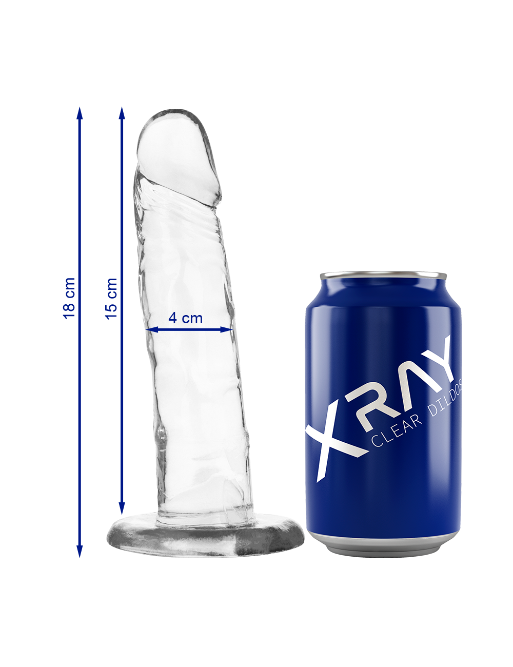 XRAY CLEAR DILDO TRANSPARENTE 18CM X 4CM