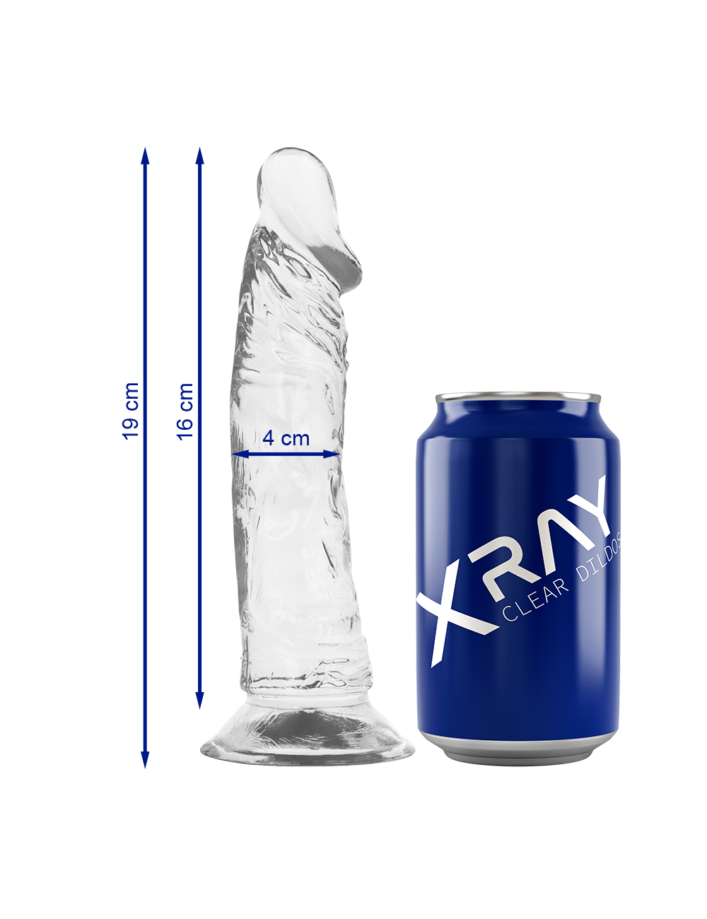 XRAY CLEAR DILDO TRANSPARENTE 19CM X 4CM XRAY CLEAR DILDO TRANSPARENTE 19CM X 4CM