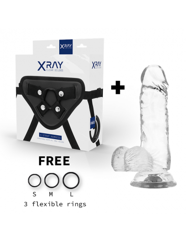 XRAY ARNÉS + DILDO REALISTA TRANSPARENTE 15.5CM X 3.5CM
