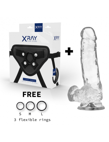 XRAY ARNÉS + DILDO REALISTA TRANSPARENTE 18.5CM X 3.8CM