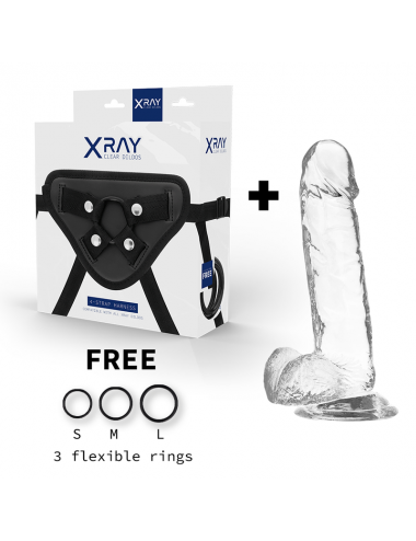 XRAY ARNÉS + DILDO REALISTA TRANSPARENTE 20CM X 4.5CM