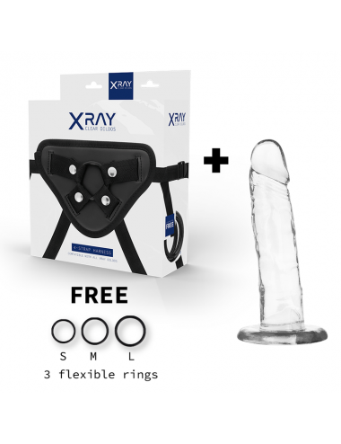 XRAY ARNÉS + DILDO TRANSPARENTE 18CM X 4CM