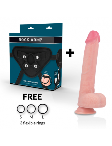 ROCKARMY ARNÉS + LIQUID SILICONE DILDO PREMIUM KINGCOBRA 24CM