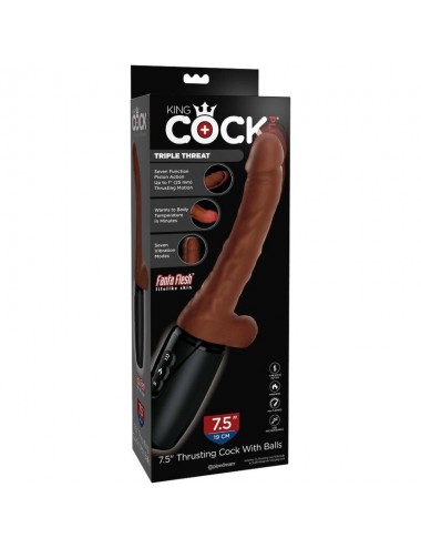 KING COCK PLUS TRIPLA MINACCIA - COLORE MARRONE DELLA PELLE