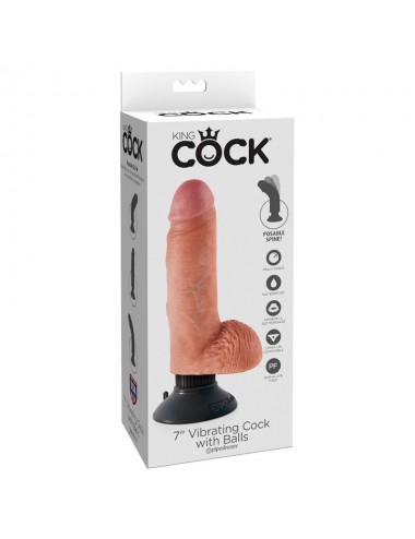 KING COCK 17,78 CM CAZZO VIBRANTE CON PALLINE CARNE