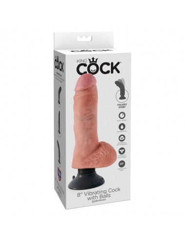 KING COCK 20,3 CM CAZZO VIBRANTE CON PALLINE CARNE