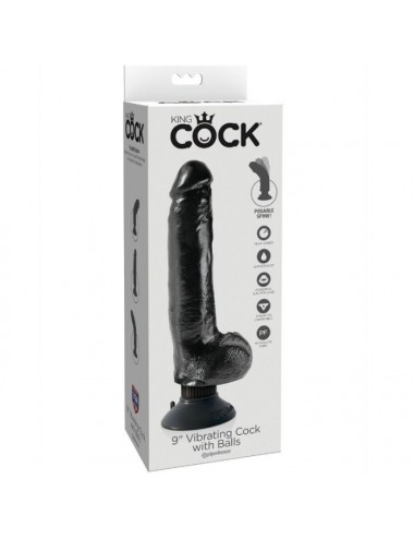 DILDO VIBRADOR KING COCK CON TESTICULOS 23 CM NEGRO