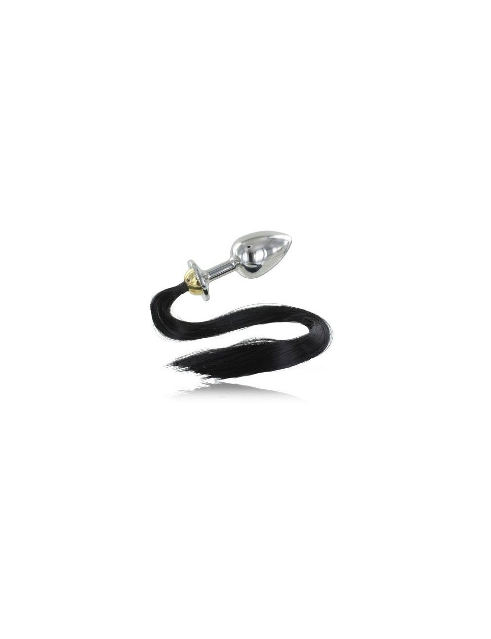 PLUG PONY PELO NERO METALLIZZATO ANALE 8.89CM