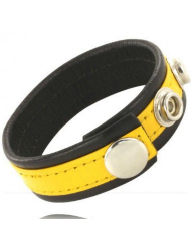 CORPO IN PELLE E CINTURINO CON MOSCHETTONI - NERO E GIALLO
