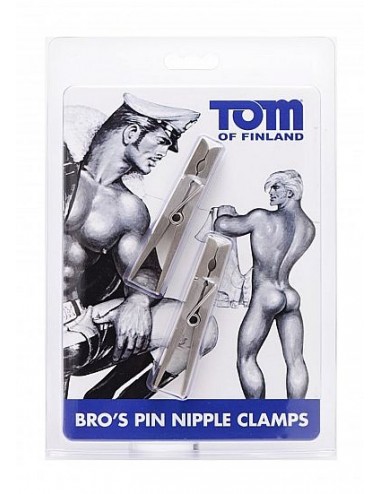 TOM OF FINLAND PIN PINZE IN ACCIAIO INOX NIPPLE ARGENTO