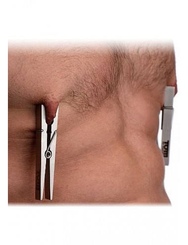 TOM OF FINLAND PIN PINZE IN ACCIAIO INOX NIPPLE ARGENTO