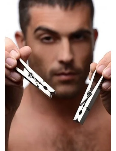 TOM OF FINLAND PIN PINZE IN ACCIAIO INOX NIPPLE ARGENTO