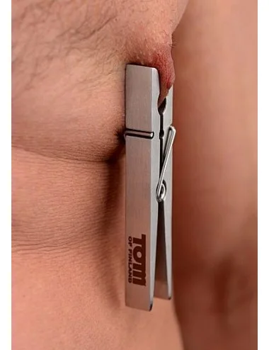 TOM OF FINLAND PIN PINZE IN ACCIAIO INOX NIPPLE ARGENTO