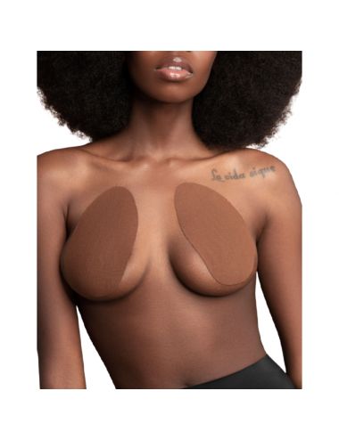 SOTTOPIEDE ALZA SENO REGGISENO BYE + 3 COPPIA COPRI NIPPLE IN RASO - MARRONE SCURO TAGLIA DF