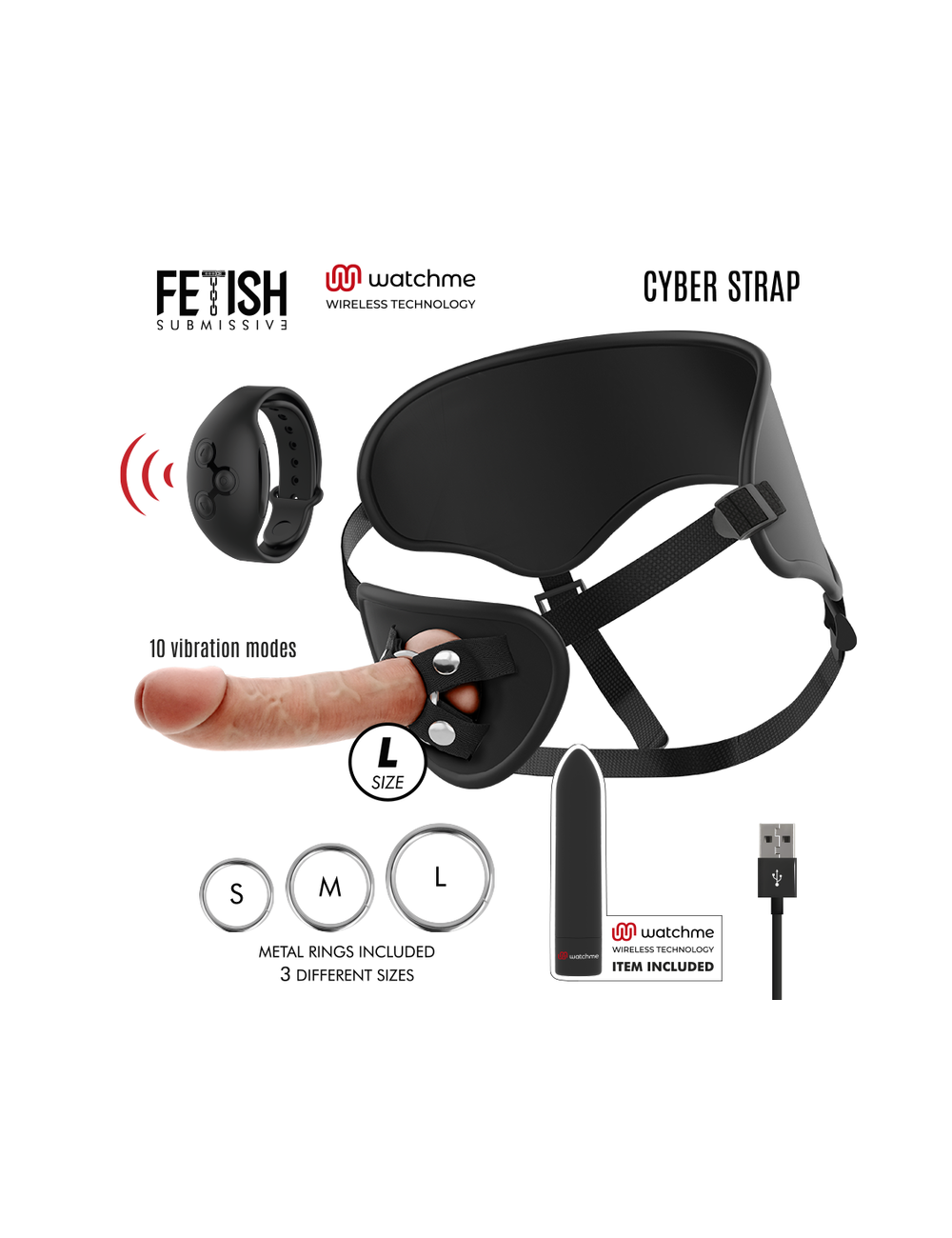 CYBER STRAP REMOTE CONTROL HARNESS AND VIBRATING BULLET WATCME TECHNOLOGY L
