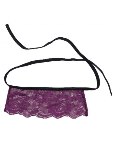 SUBBLIME CORSETTO PERIZOMA E BLINDFOLD NERO E VIOLA S / M