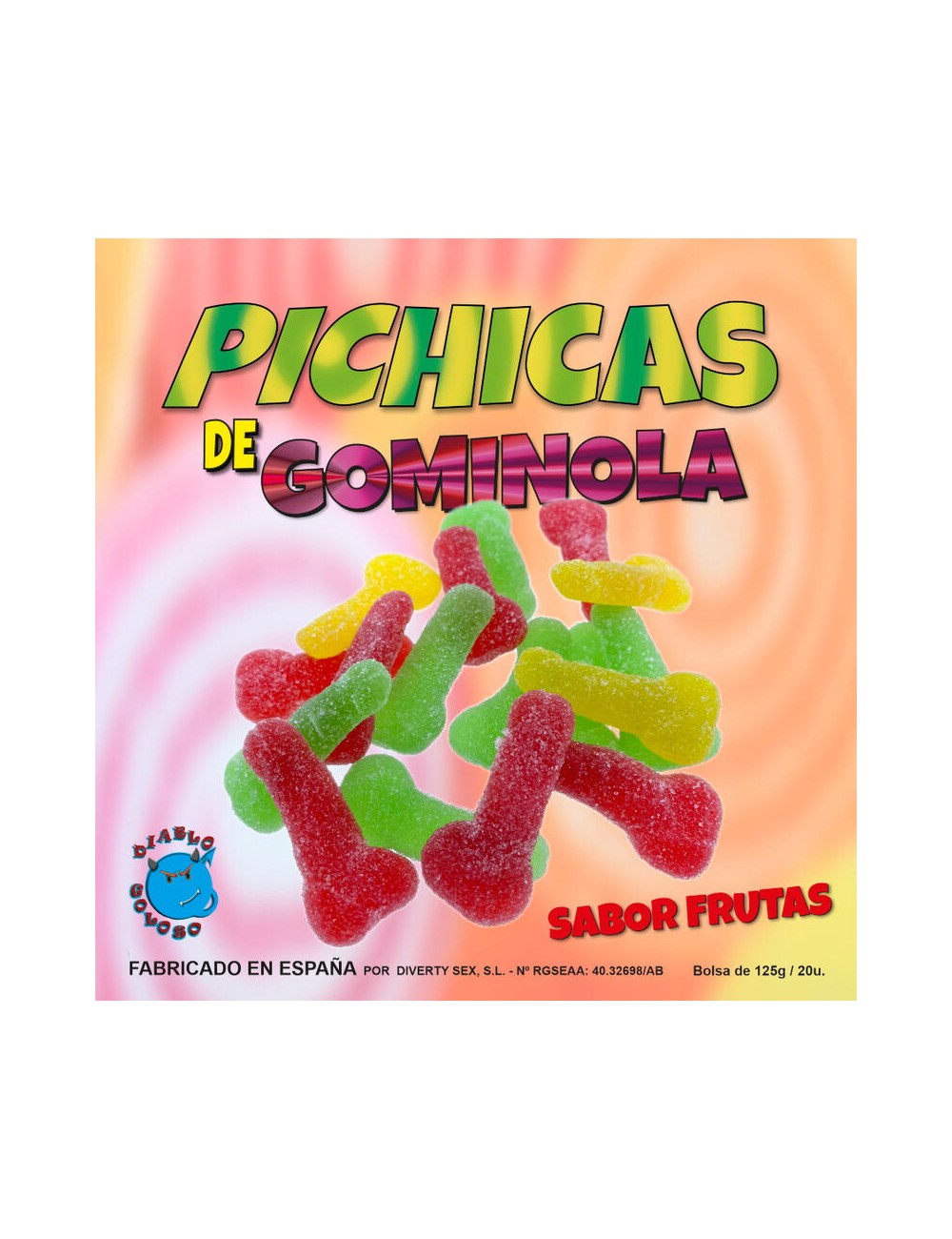 DIABLO PICANTE - FRUTTA GUMMY PENE CON ZUCCHERO DIABLO PICANTE - FRUTTA GUMMY PENE CON ZUCCHERO