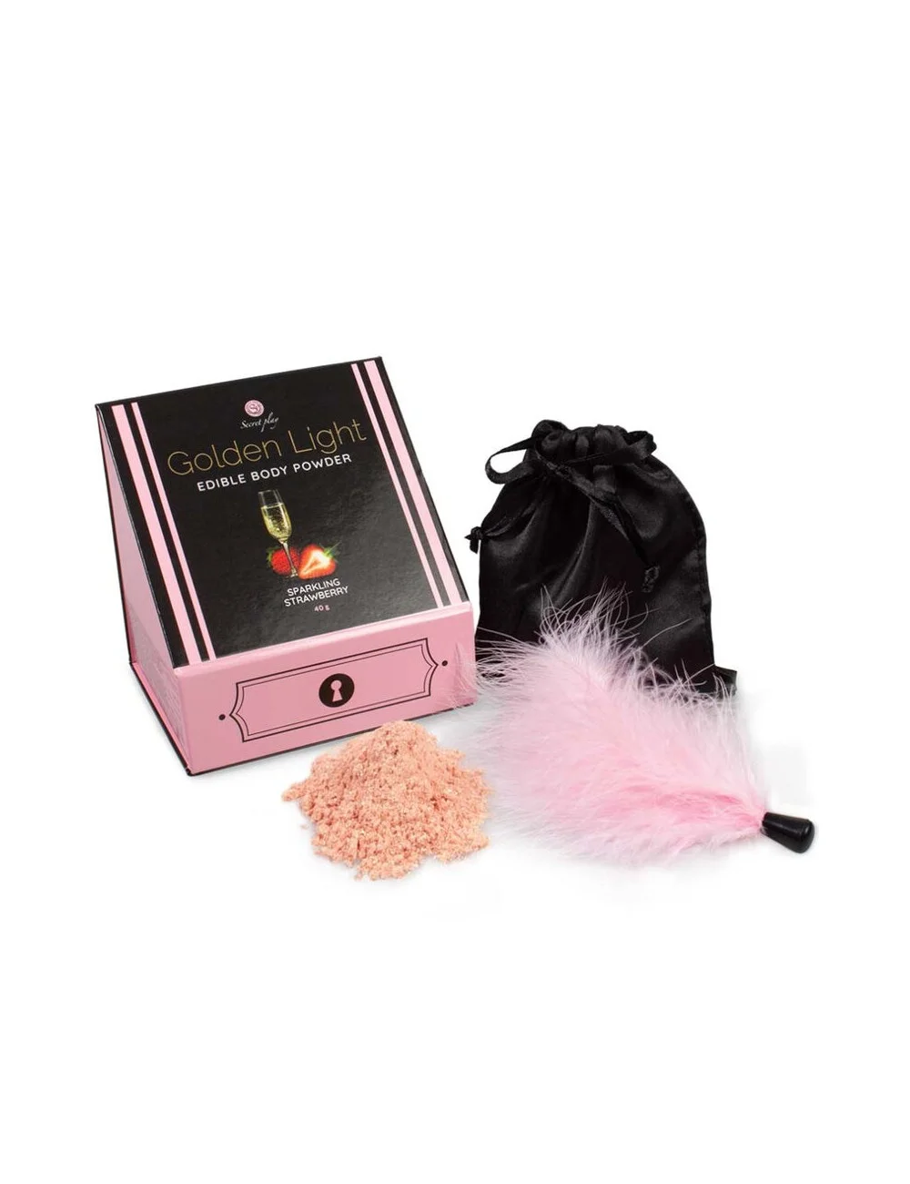 SECRETPLAY KIT LUCE D''ORO FRAGOLA SCINTILLANTE IN POLVERE E PIUMA commestibili SECRETPLAY KIT LUCE D''ORO FRAGOLA SCINTILLANTE IN POLVERE E PIUMA commestibili
