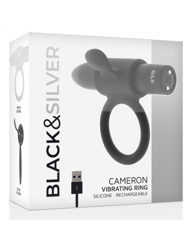 BLACK&SILVER CAMERON RECHARGEABLE VIBRATING RING BLACK
