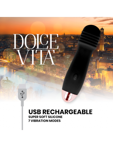 VIBRATORE RICARICABILE DOLCE VITA TRE NERO A 7 VELOCITÀ