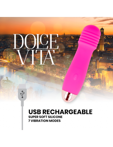 VIBRATORE RICARICABILE DOLCE VITA TRE ROSA 7 VELOCITÀ