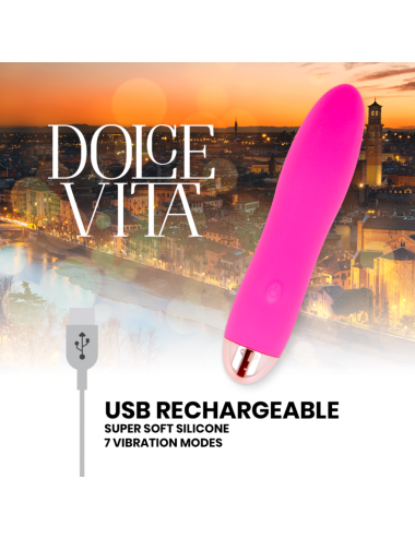 VIBRATORE RICARICABILE DOLCE VITA QUATTRO ROSA 7 VELOCITÀ