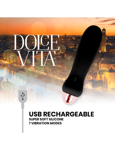 VIBRATORE RICARICABILE DOLCE VITA CINQUE NERO A 7 VELOCITÀ