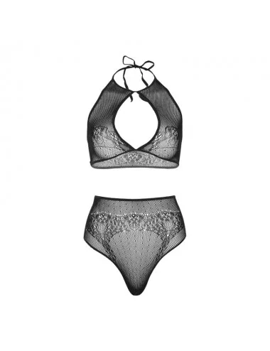 LEG AVENUE SET DUE PEZZI HALTER CROP TOP E PERIZOMA PANTY TAGLIA UNICA
