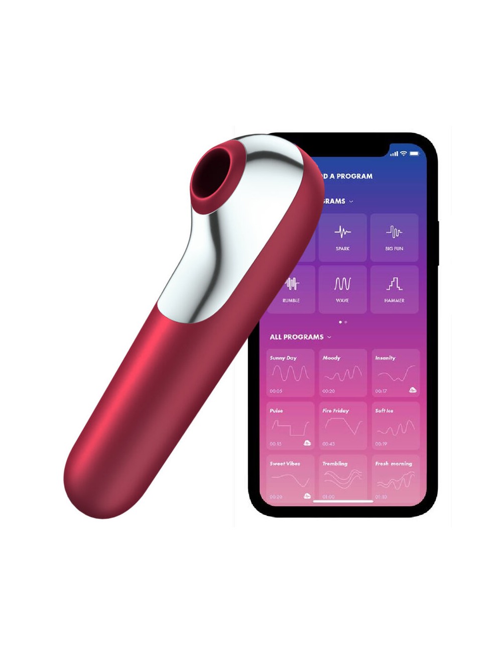 SATISFYER DUAL LOVE VIBRADOR Y SUCCIONADOR CON AIRE PULSADO ROJO