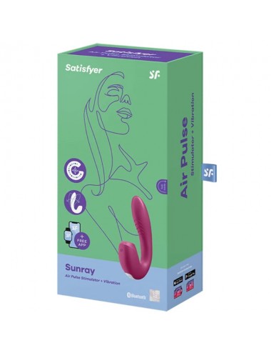 SATISFYER SUNRAY AIR PULSE STIMULATOR & VIBRATION APP - RED