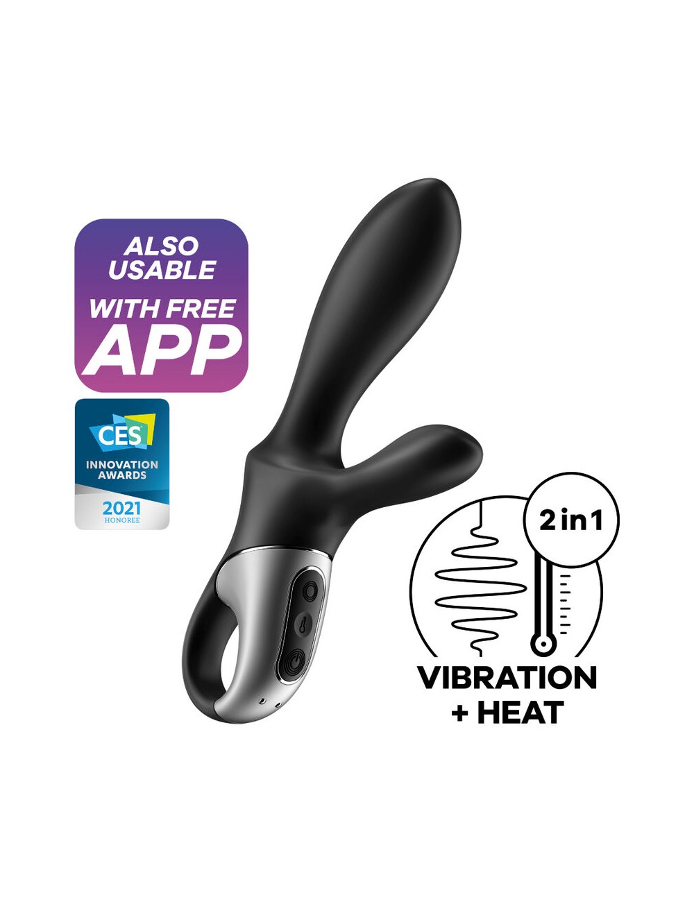 SATISFYER HEAT CLIMAX + ANAL VIBRATOR APP - BLACK