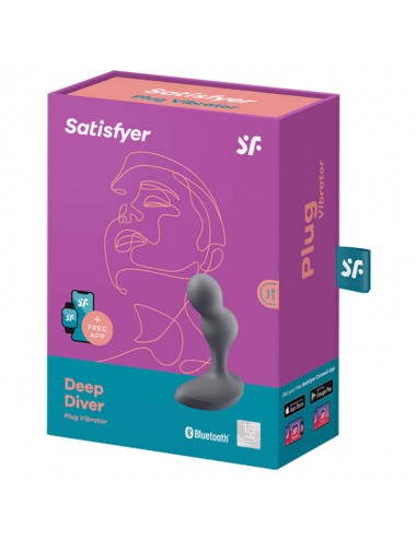 SATISFYER DEEP DIVER VIBRATING PLUG APP - GREY