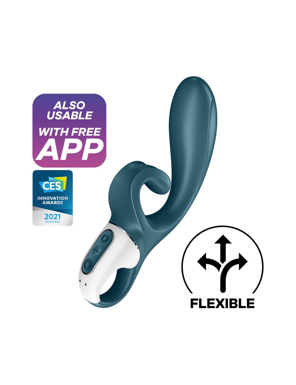 SATISFYER HUG ME RABBIT VIBRATOR APP - BLUE SATISFYER HUG ME RABBIT VIBRATOR APP - BLUE