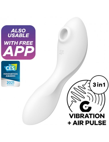SATISFYER CURVY TRINITY 5 AIR PULSE STIMULATOR & VIBRATOR APP - WHITE