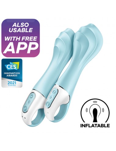 SATISFYER AIR PUMP VIBRATOR 5+ INFLATABLE G-SPOT VIBRATOR APP - BLUE