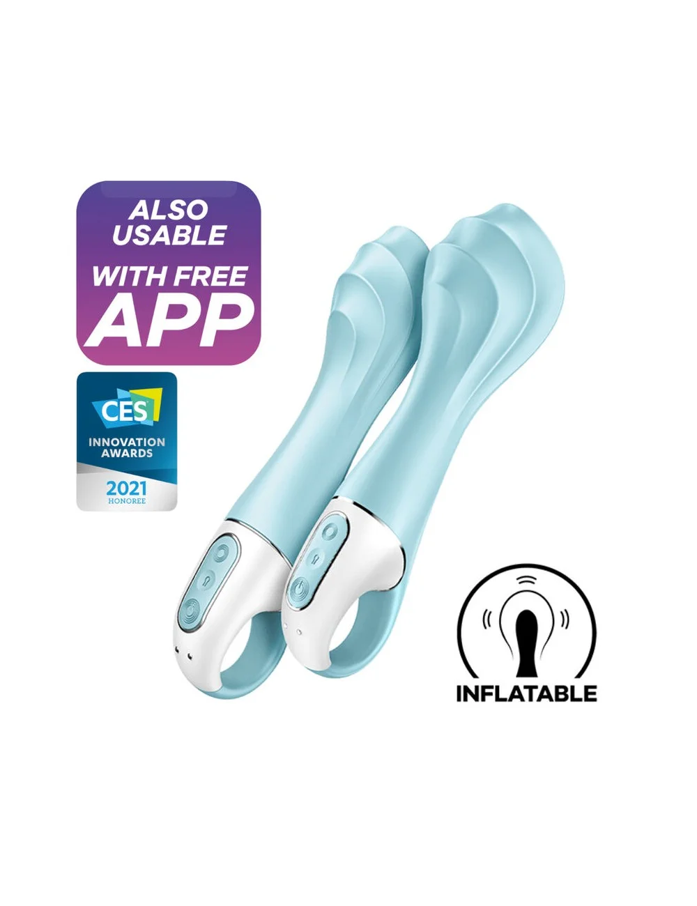 SATISFYER AIR PUMP VIBRATOR 5+ INFLATABLE G-SPOT VIBRATOR APP - BLUE SATISFYER AIR PUMP VIBRATOR 5+ INFLATABLE G-SPOT VIBRATOR APP - BLUE