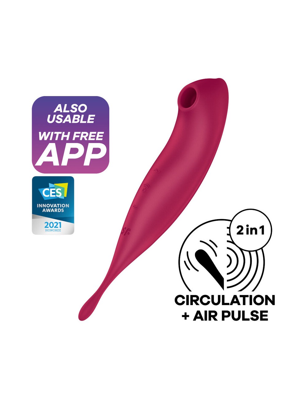 SATISFYER TWIRLING PRO+ AIR PULSE STIMULATOR & VIBRATOR APP - RED SATISFYER TWIRLING PRO+ AIR PULSE STIMULATOR & VIBRATOR APP - RED